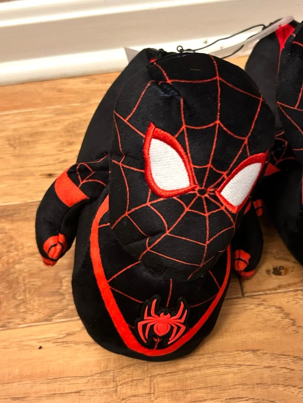 Kids' Marvel Spider-Man 3D Plush Slippers - Black Size 4/5 New